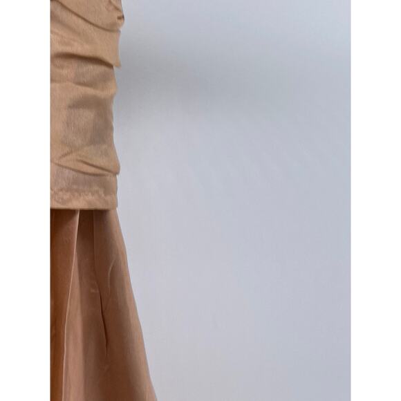 ELECTRIC FEATHERS Women's Beige Silk Relaxed-Fit Sleeveless V-Neck Jumpsuit SZOS - Picture 5 of 11